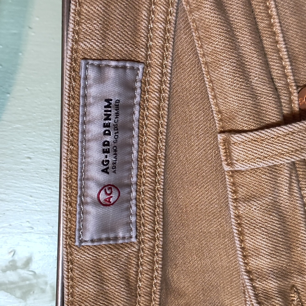 Men's AG Adriano Goldschmied Tellis Tan Beige Slim Jeans 32R - Picture 6 of 13